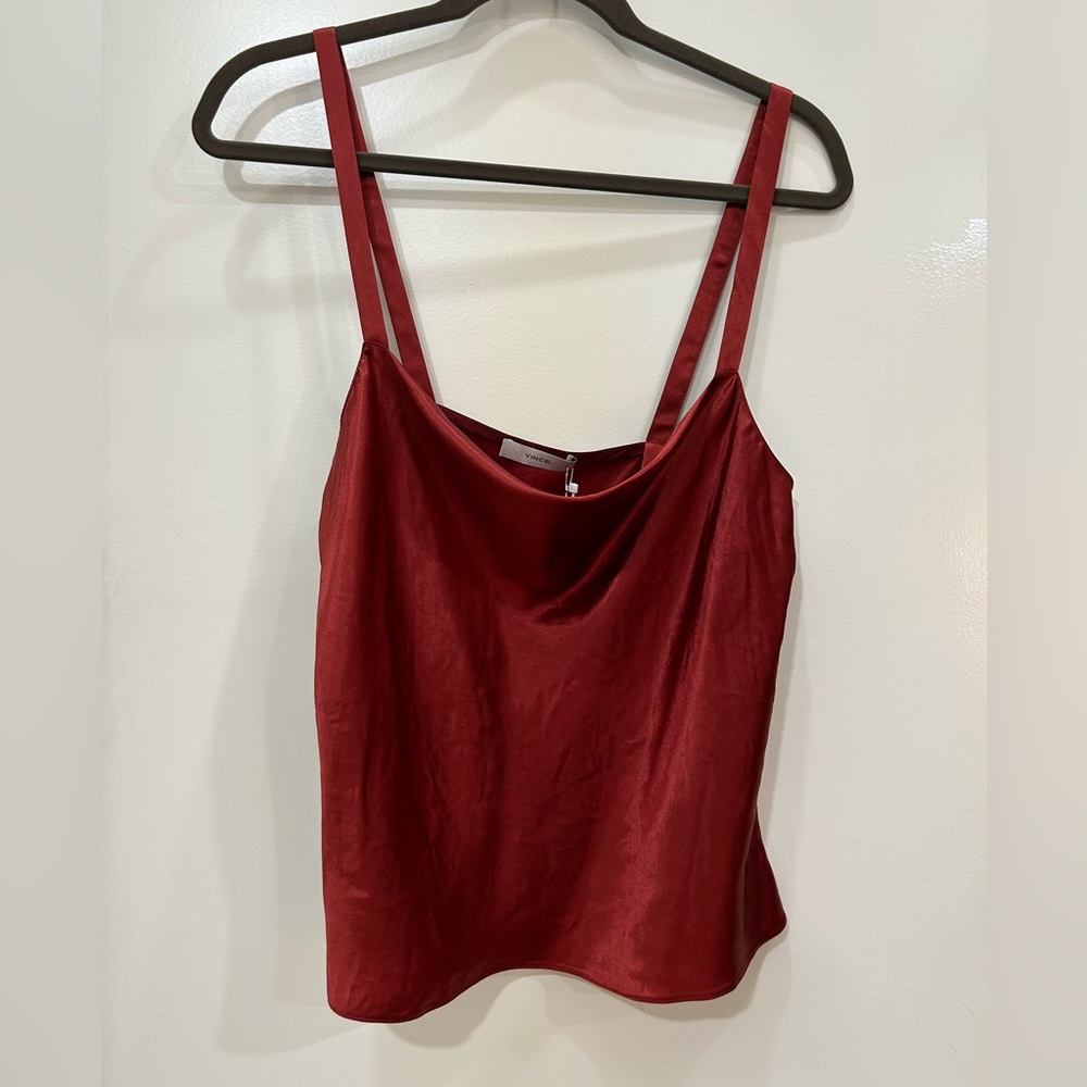 VINCE Cowl Neck Camisole in Scarlet red